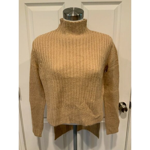 Project Naadam Camel Open Knit Turtleneck Sweater/Short Poncho, Size XS, NWT! - Picture 1 of 10